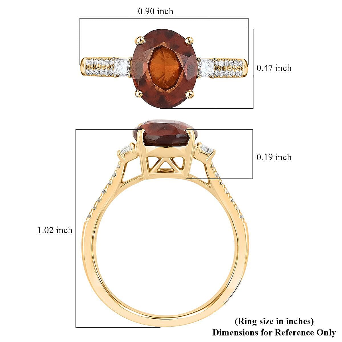 Luxoro AAA Ceylon Honey Garnet, Diamond Ring in 10K Yellow Gold 3.60 ctw (Size 9.5) image number 4