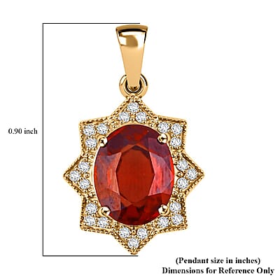 Luxoro AAA Ceylon Honey Garnet and G-H I2 Diamond 3.85 ctw Pendant without Chain in 10K Yellow Gold