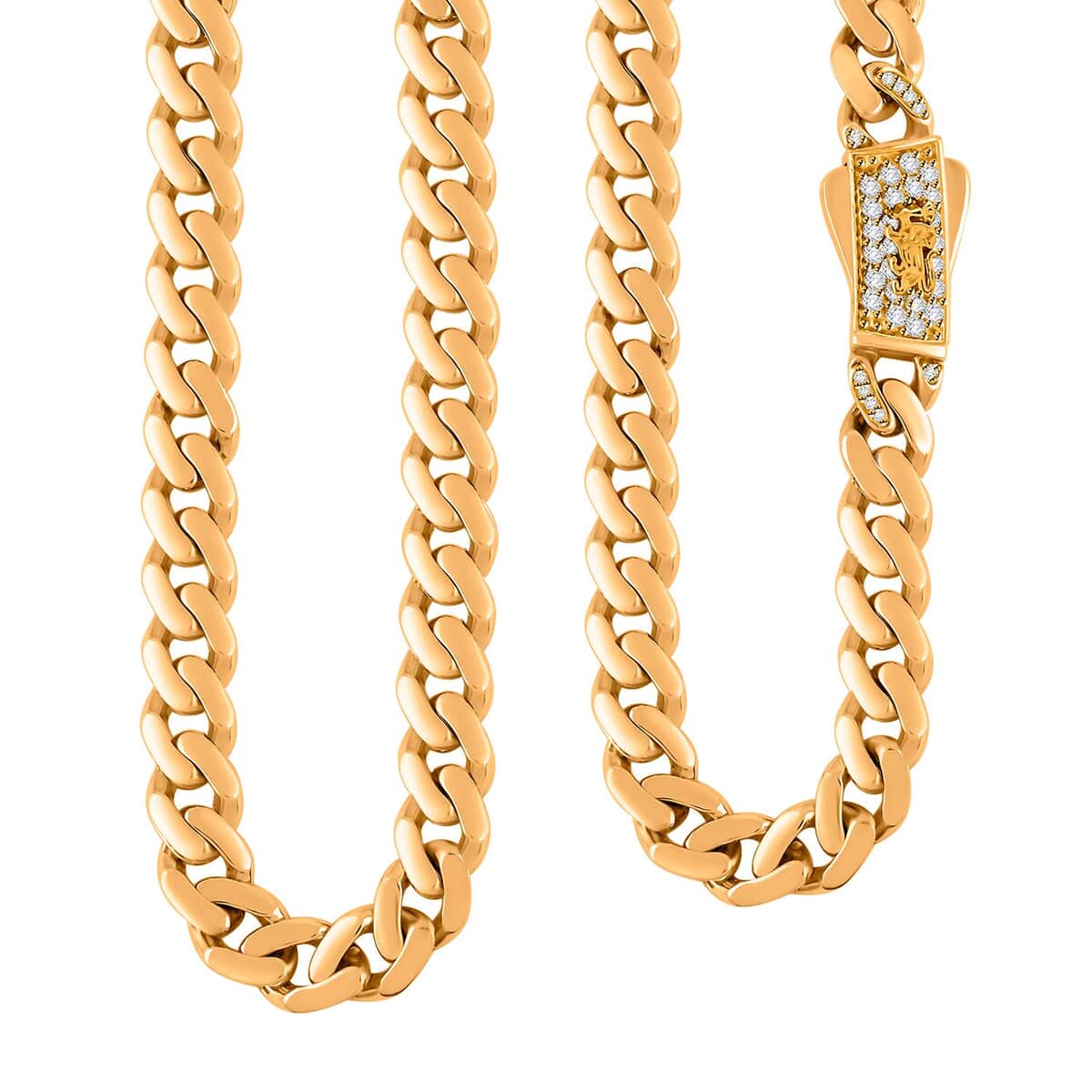 6mm Miami Cuban Necklace in 10K Yellow Gold with Simulated Diamond Lock 16.20 Grams 22 Inches image number 0