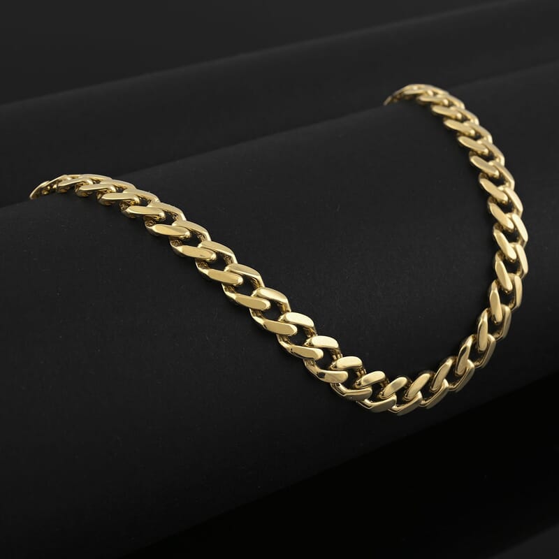 6mm Miami Cuban Necklace in 10K Yellow Gold with Simulated Diamond Lock 16.20 Grams 22 Inches