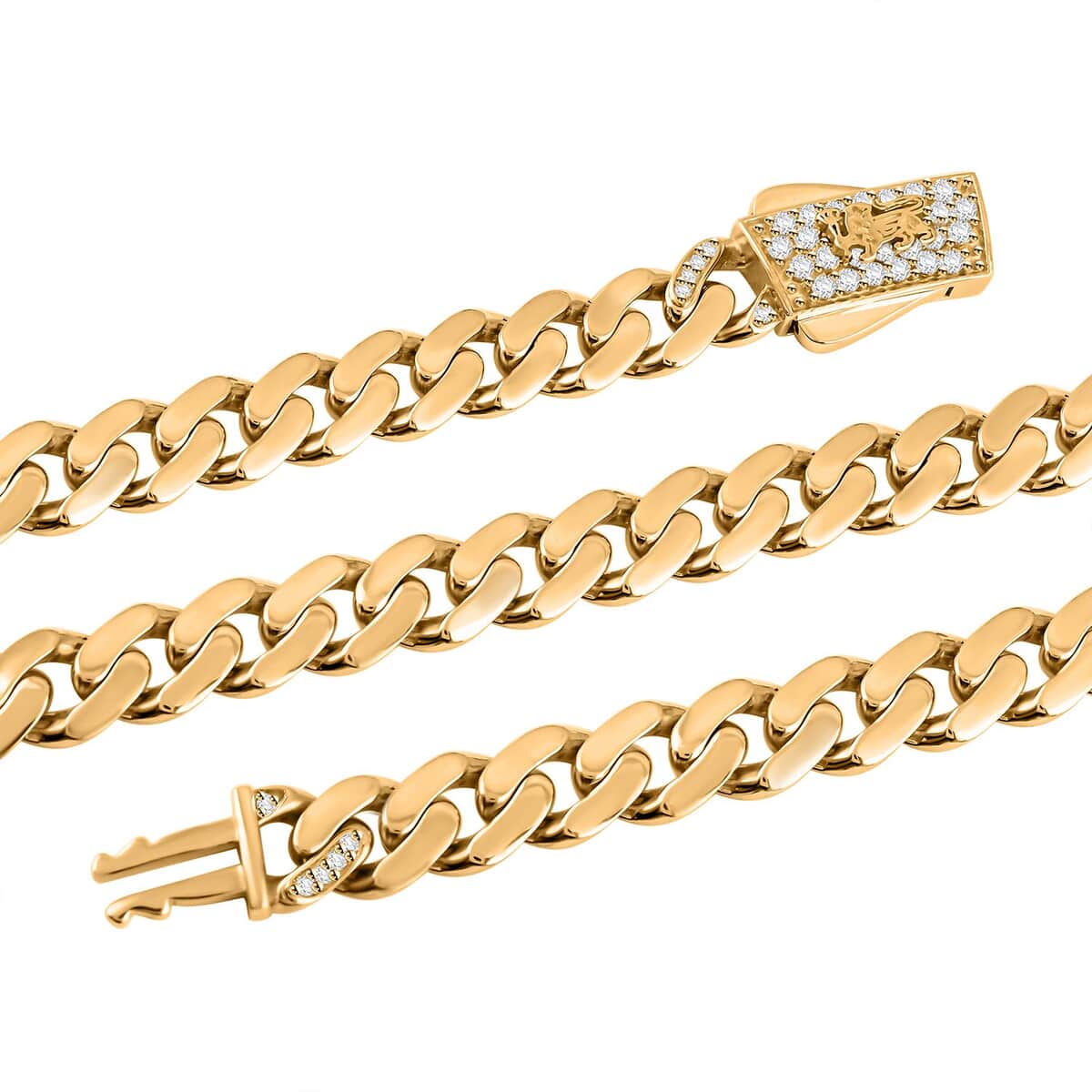 6mm Miami Cuban Necklace in 10K Yellow Gold with Simulated Diamond Lock 16.20 Grams 22 Inches image number 2