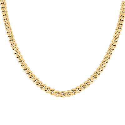 6mm Miami Cuban Necklace in 10K Yellow Gold with Simulated Diamond Lock 16.20 Grams 22 Inches