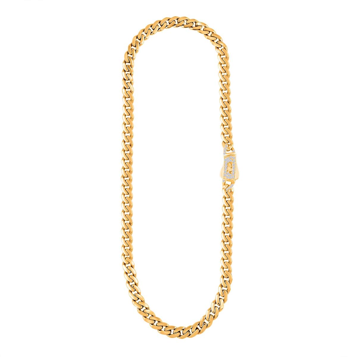 6mm Miami Cuban Necklace in 10K Yellow Gold with Simulated Diamond Lock 16.20 Grams 22 Inches image number 4