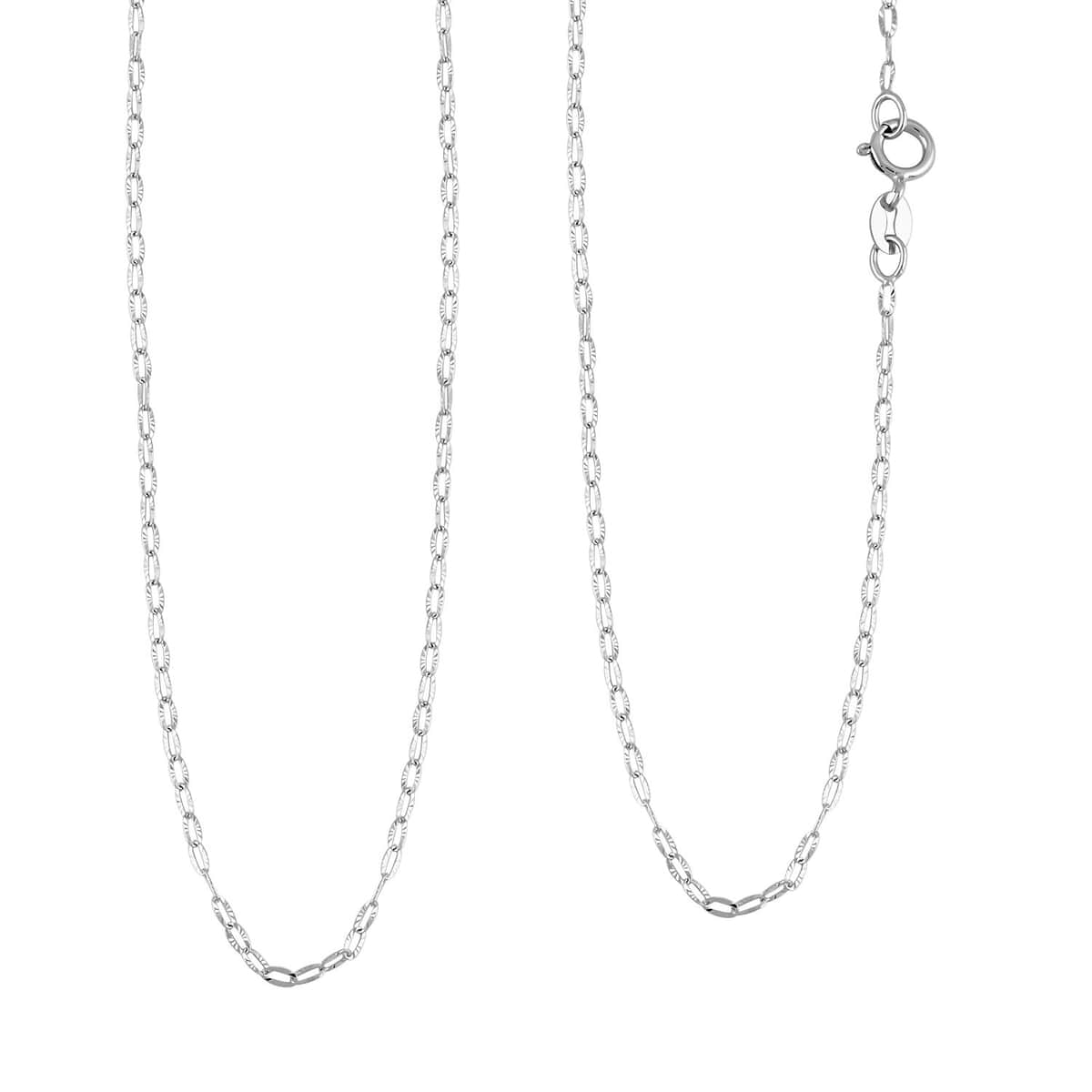 Italian Mini Paper Clip Chain Necklace in 10K White Gold 0.80 Grams 20 Inches image number 0