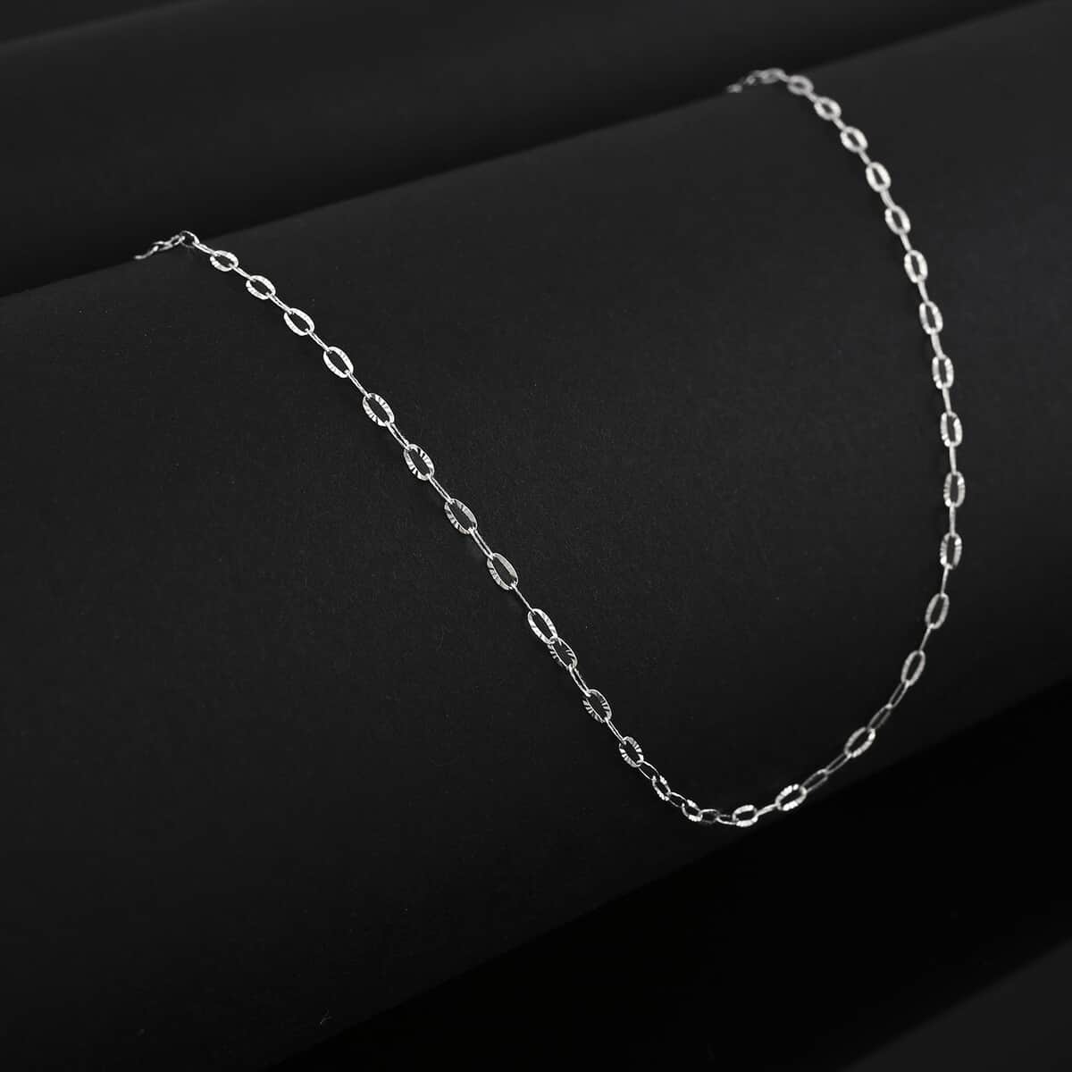 Italian Mini Paper Clip Chain Necklace in 10K White Gold 0.80 Grams 20 Inches image number 1