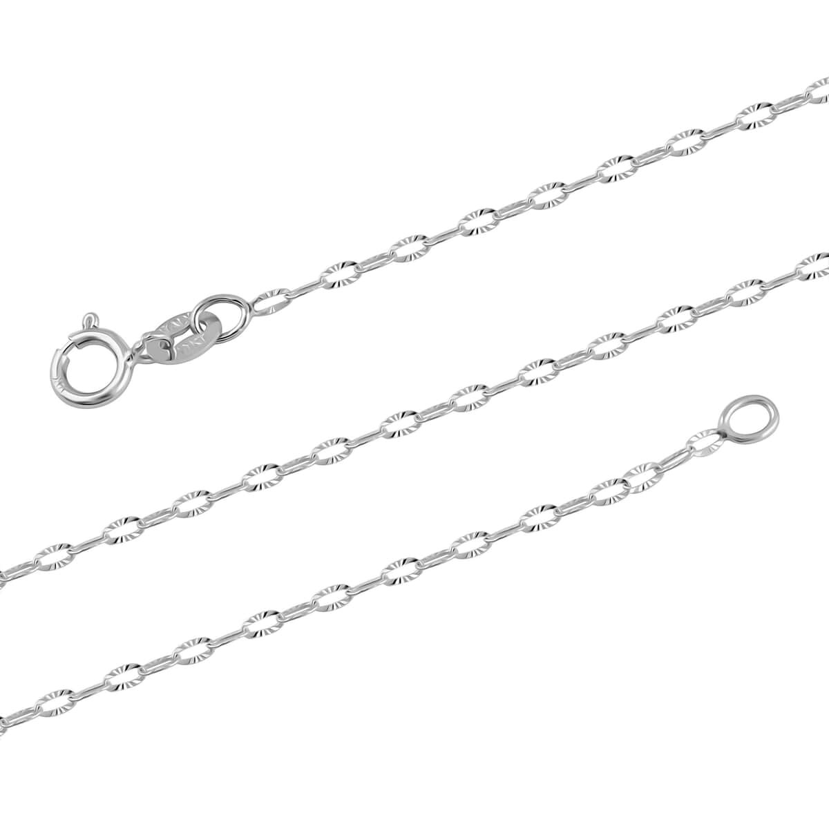 Italian Mini Paper Clip Chain Necklace in 10K White Gold 0.80 Grams 20 Inches image number 2