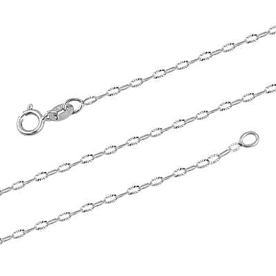 Italian Mini Paper Clip Chain Necklace in 10K White Gold 0.80 Grams 20 Inches 
