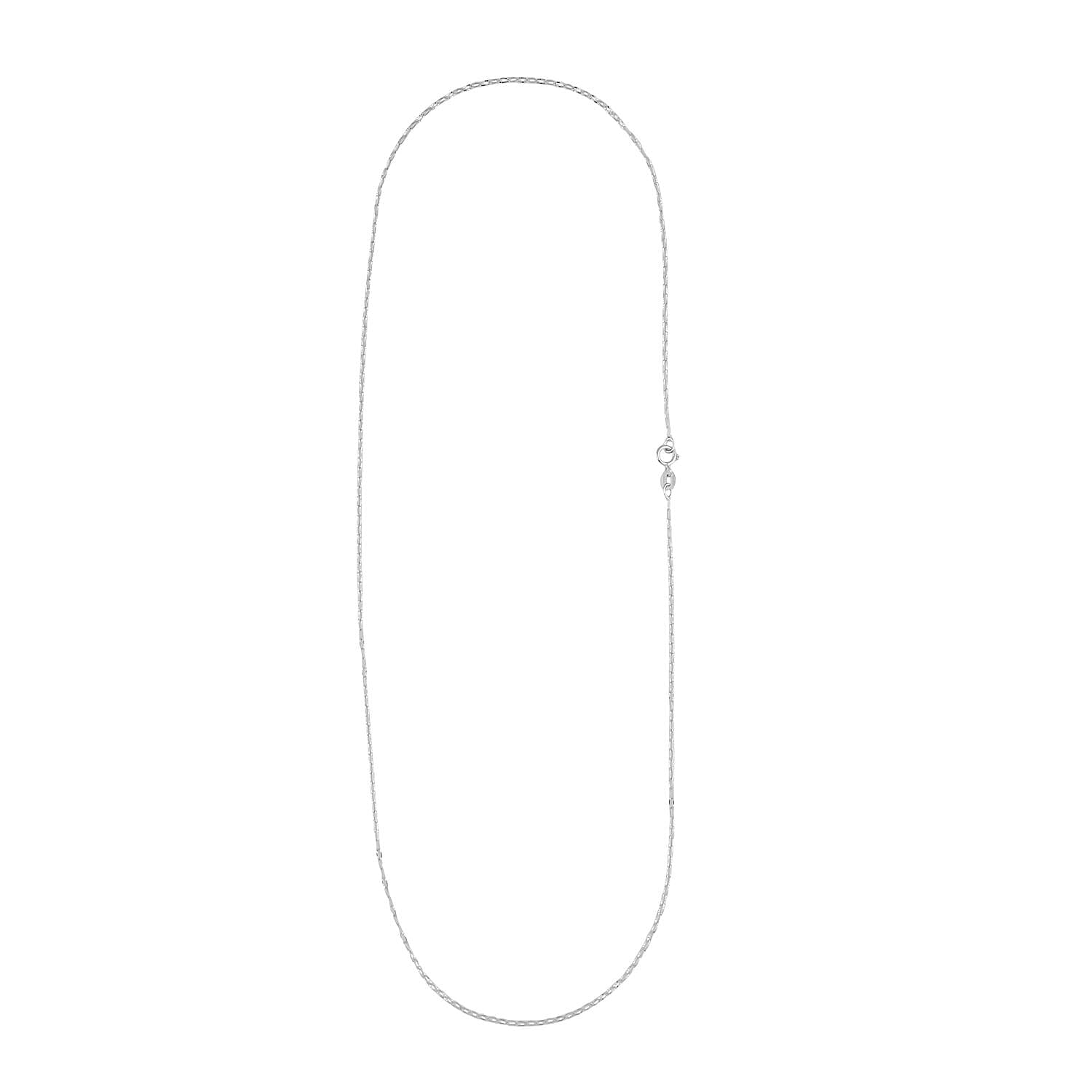 Italian Mini Paper Clip Chain Necklace in 10K White Gold 0.80 Grams 20 Inches 