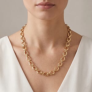Italian 7mm Oval Marquise Kite Chain Necklace in 10K Yellow Gold 6 Grams 18-20 Inches