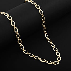 Italian 7mm Oval Marquise Kite Chain Necklace in 10K Yellow Gold 6 Grams 18-20 Inches