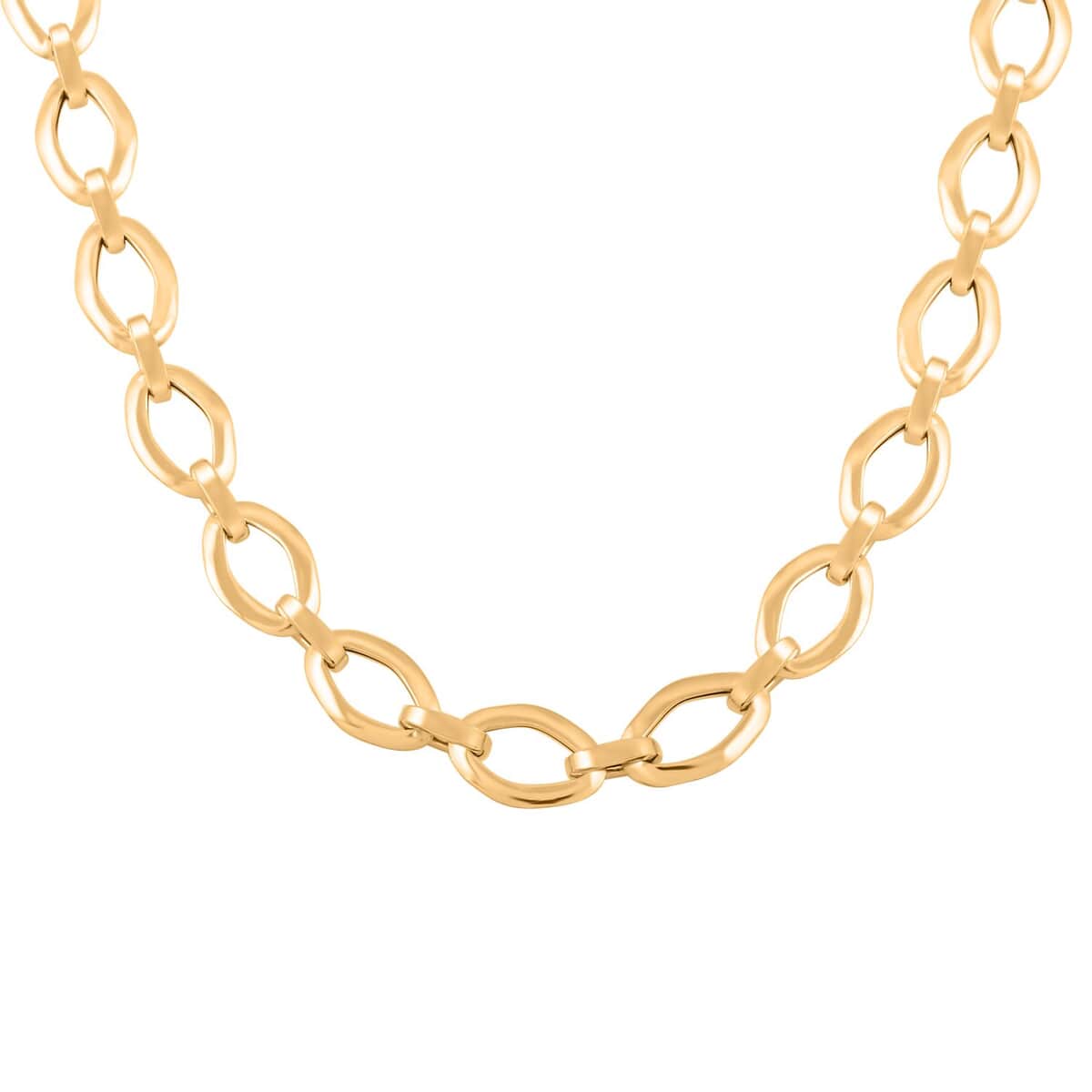 Italian 7mm Oval Marquise Kite Chain Necklace in 10K Yellow Gold 6 Grams 18-20 Inches image number 2