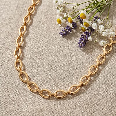 Italian 7mm Oval Marquise Kite Chain Necklace in 10K Yellow Gold 6 Grams 18-20 Inches