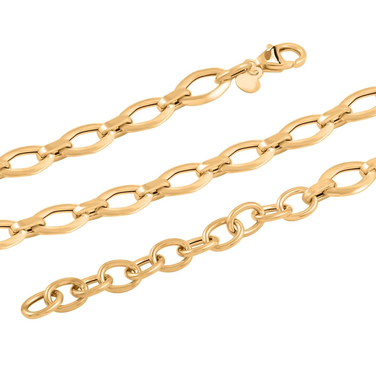 Italian 7mm Oval Marquise Kite Chain Necklace in 10K Yellow Gold 6 Grams 18-20 Inches image number 3