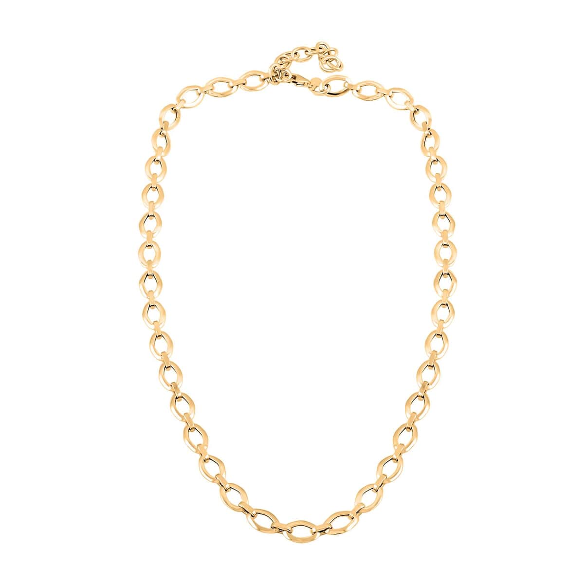 Italian 7mm Oval Marquise Kite Chain Necklace in 10K Yellow Gold 6 Grams 18-20 Inches image number 4