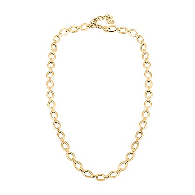 Italian 7mm Oval Marquise Kite Chain Necklace in 10K Yellow Gold 6 Grams 18-20 Inches