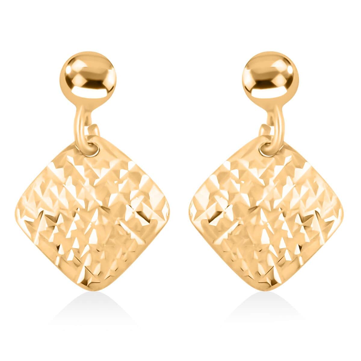 Italian Diamond-cut Drop Earrings in 10K Yellow Gold 0.80 Grams image number 0