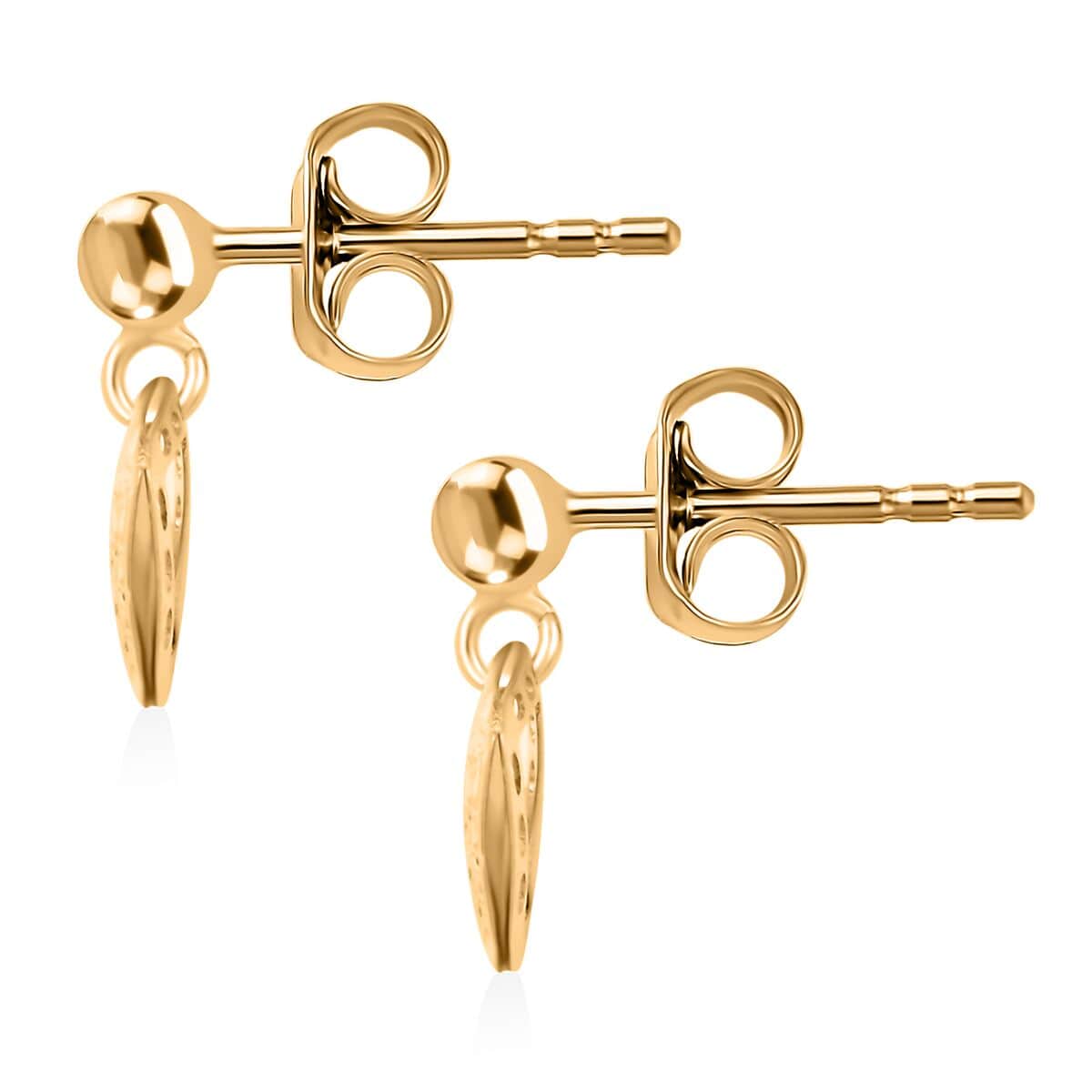 Italian Diamond-cut Drop Earrings in 10K Yellow Gold 0.80 Grams image number 3