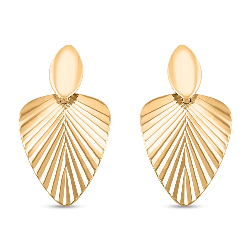 Italian Shield Designer Earrings in 10K Yellow Gold 1.70 Grams