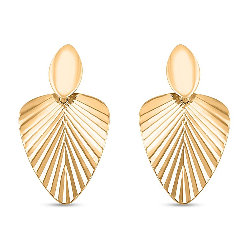 Italian Shield Designer Earrings in 10K Yellow Gold 1.70 Grams