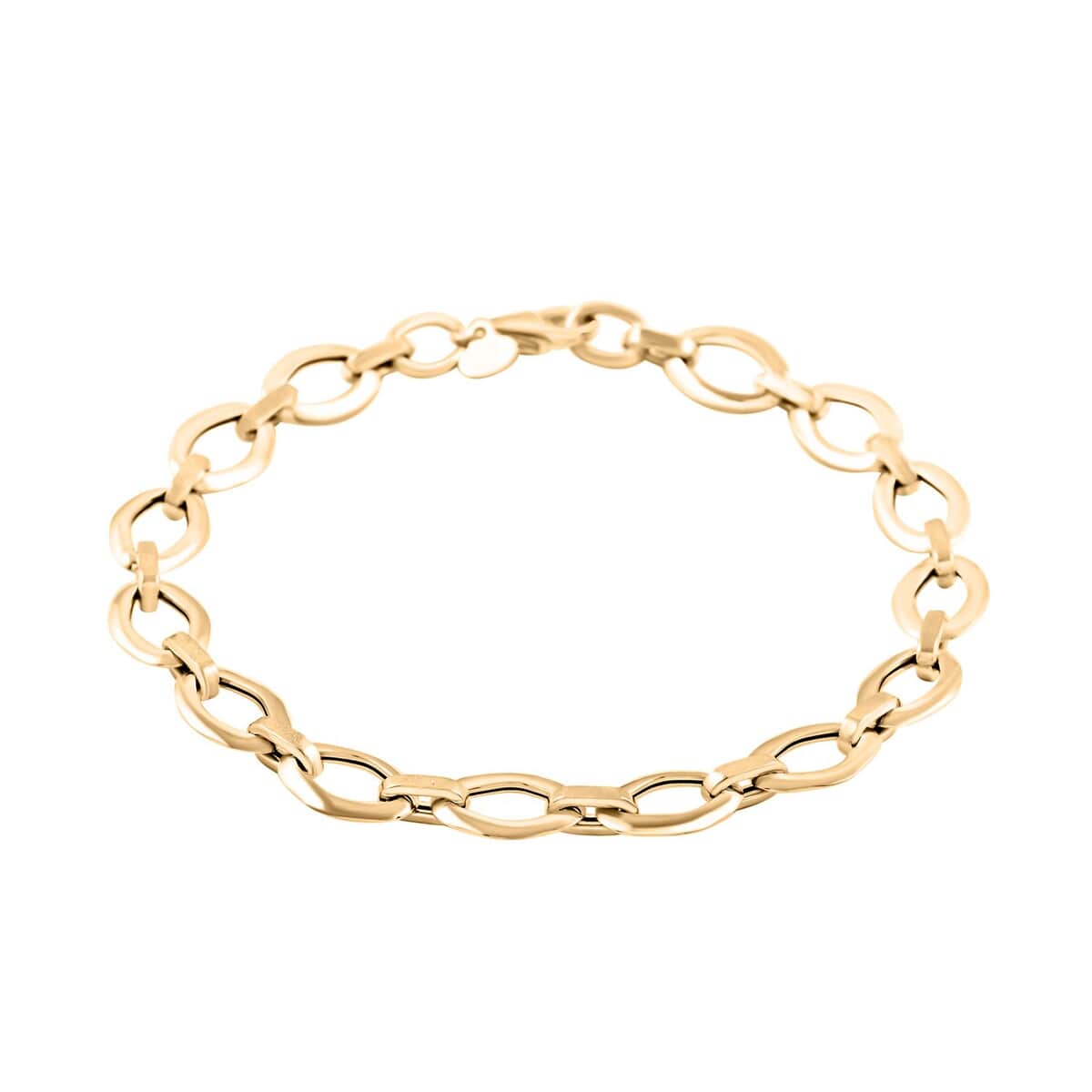 Italian 7mm Oval Marquise Kite Chain Bracelet in 10K Yellow Gold (7.50 In) 2.70 Grams image number 0