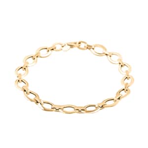 Italian 7mm Oval Marquise Kite Chain Bracelet in 10K Yellow Gold (7.50 In) 2.70 Grams