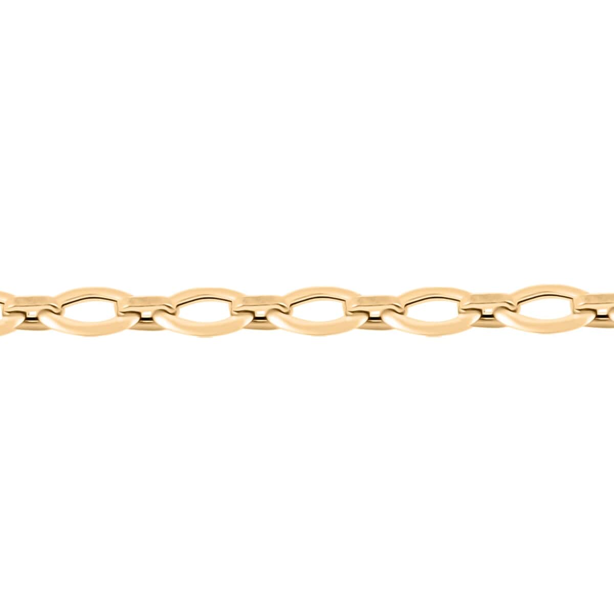 Italian 7mm Oval Marquise Kite Chain Bracelet in 10K Yellow Gold (7.50 In) 2.70 Grams image number 2