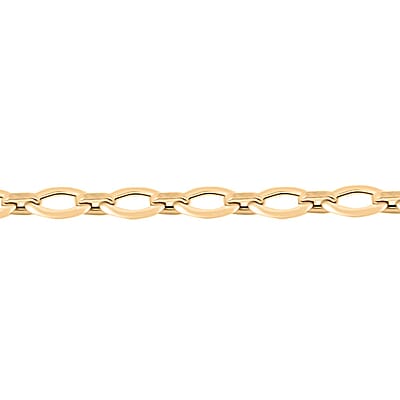 Italian 7mm Oval Marquise Kite Chain Bracelet in 10K Yellow Gold (7.50 In) 2.70 Grams