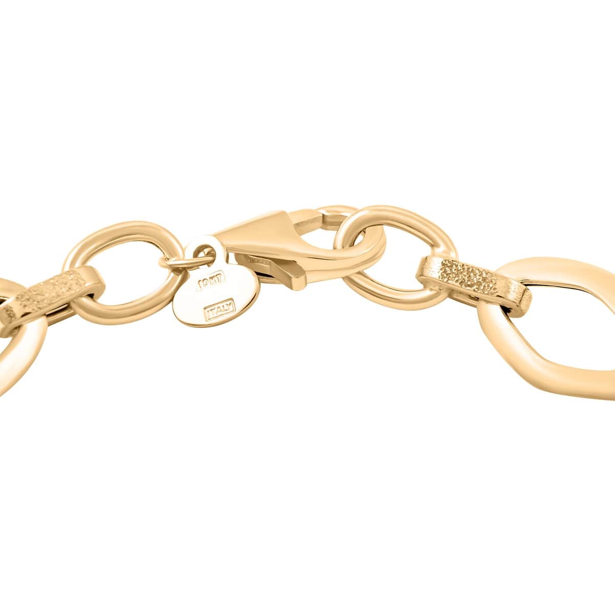 Italian 7mm Oval Marquise Kite Chain Bracelet in 10K Yellow Gold (7.50 In) 2.70 Grams image number 3