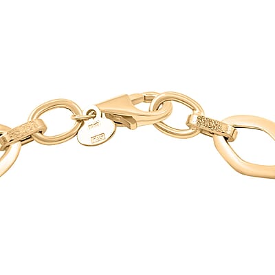 Italian 7mm Oval Marquise Kite Chain Bracelet in 10K Yellow Gold (7.50 In) 2.70 Grams