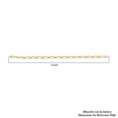 Italian 7mm Oval Marquise Kite Chain Bracelet in 10K Yellow Gold (7.50 In) 2.70 Grams