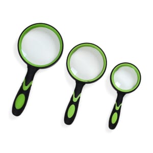 Value Buy Set of 3 Green-Handheld Magnifying Glass (60mm/5x, 80mm/6x and 90mm/7x)