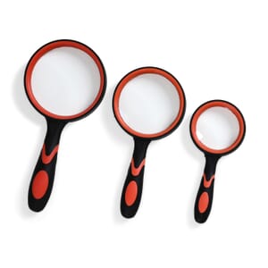 Set of 3 Orange-Handheld Magnifying Glass (60mm/5x, 80mm/6x and 90mm/7x)