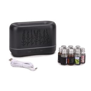 Dark Gray Wheat Pattern Flame Aroma Diffuser with 10 Vials of Essential Oil