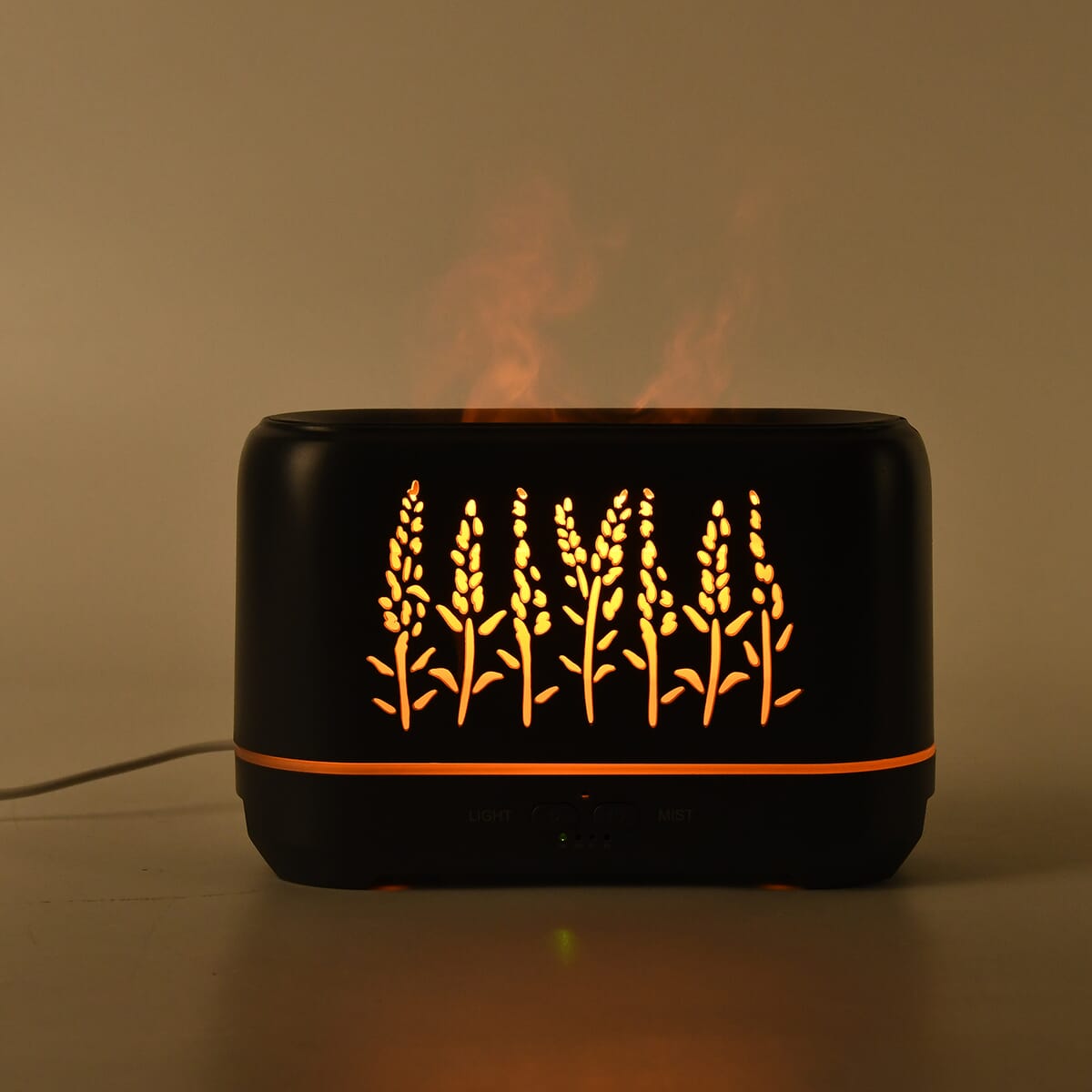 Dark Gray Wheat Pattern Flame Aroma Diffuser with 10 Vials of Essential Oil image number 2