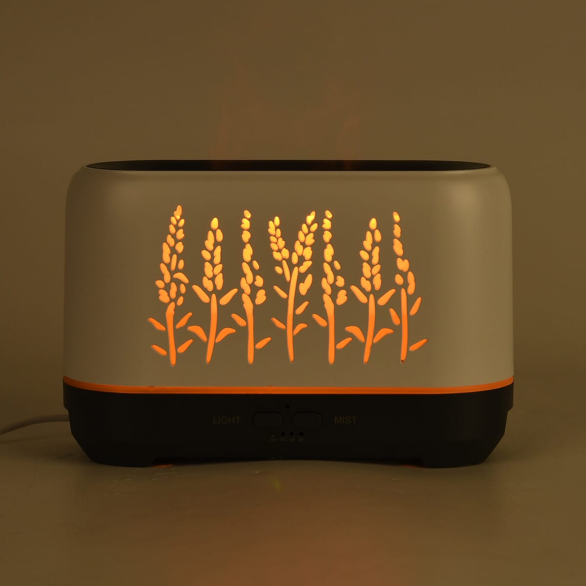 White Wheat Pattern Flame Aroma Diffuser with 10 Vials of Essential Oil image number 2