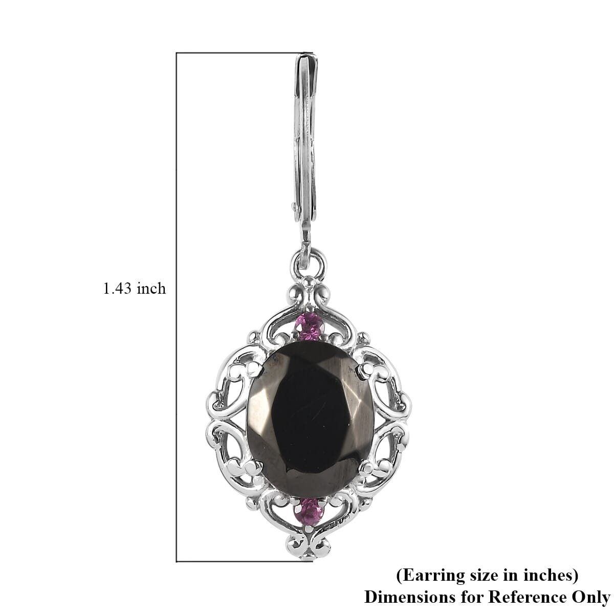 Elite Shungite and Orissa Rhodolite Garnet 5.20 ctw Lever Back Earrings in Stainless Steel image number 5