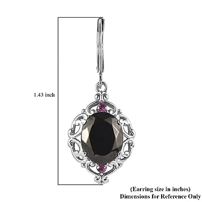 Elite Shungite and Orissa Rhodolite Garnet 5.20 ctw Lever Back Earrings in Stainless Steel