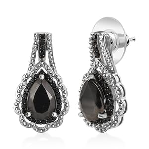 Karis Elite Shungite and Thai Black Spinel 2.75 ctw Royal Crown Earrings in Platinum Bond