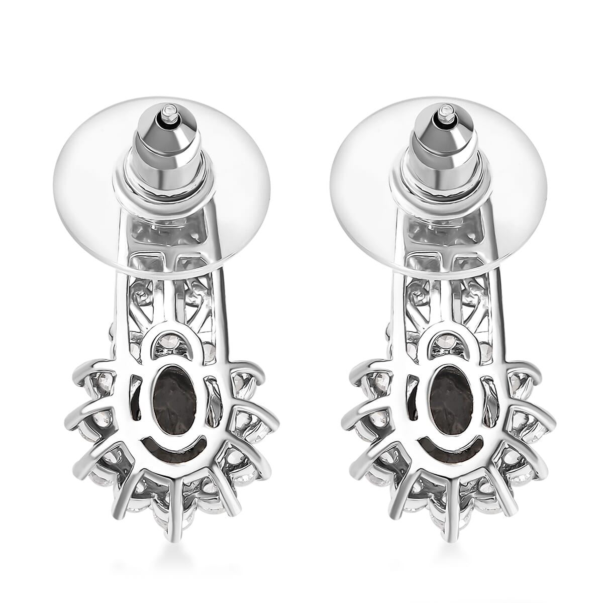 D'Joy Elite Shungite and White Zircon 2.90 ctw Solitaire Stud Earrings in 18K Vermeil YG and Rhodium Over Sterling Silver image number 4