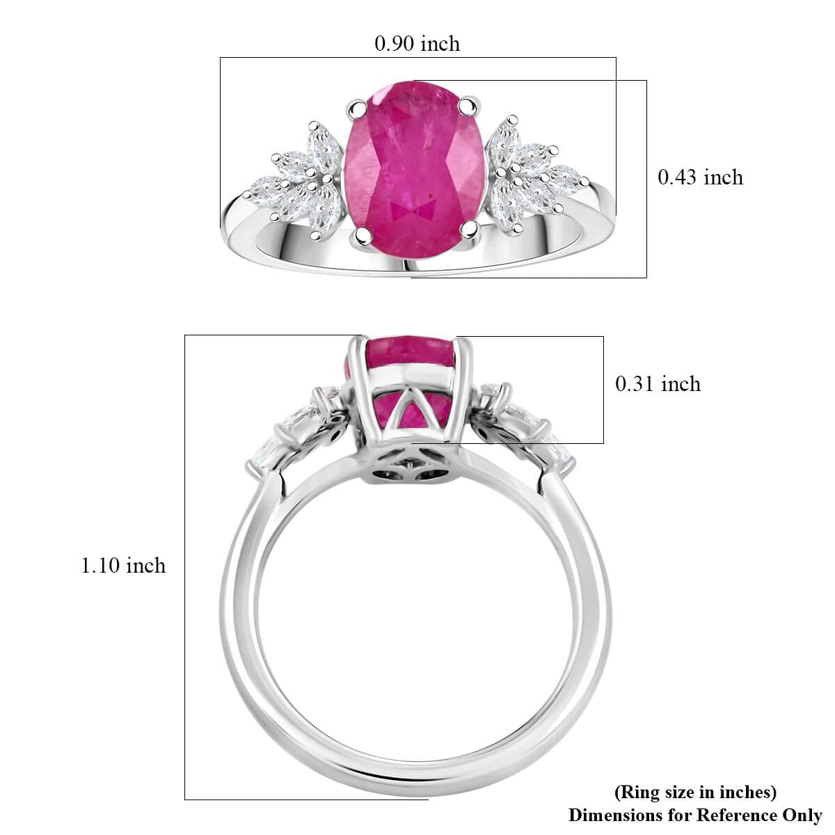 Doorbuster Certified & Appraised Rhapsody 950 Platinum AAAA Mozambique Ruby, Diamond (E-F, VS) (0.32 cts) Ring (Size 10.0) (5.80 g) 2.25 ctw image number 5