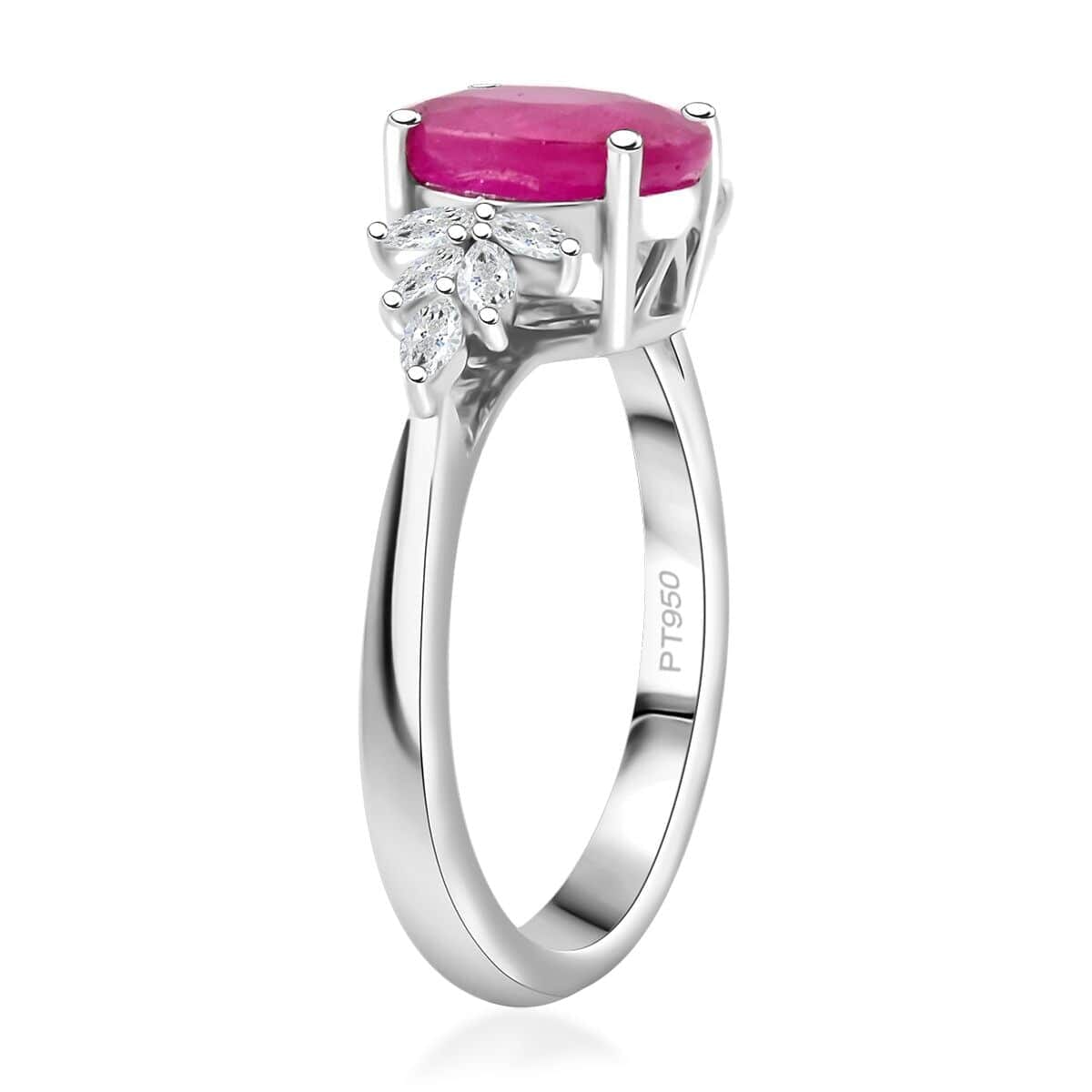 Certified & Appraised Rhapsody 950 Platinum AAAA Mozambique Ruby, Diamond (E-F, VS) (0.32 cts) Ring (Size 11.5) (5.80 g) 2.25 ctw image number 3