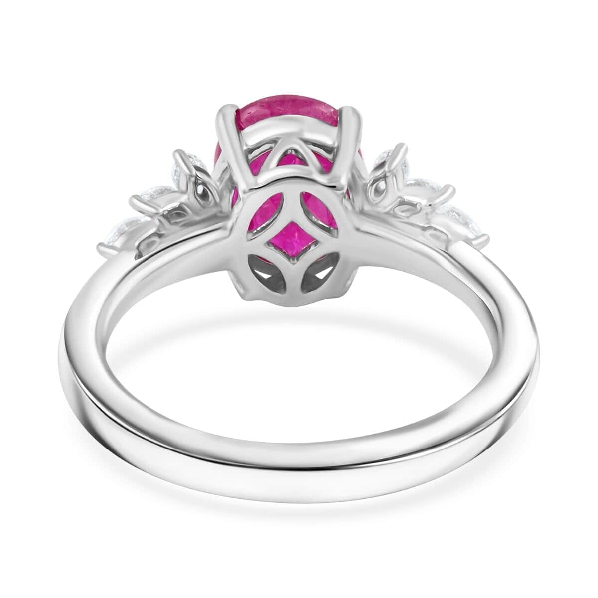 Certified & Appraised Rhapsody 950 Platinum AAAA Mozambique Ruby, Diamond (E-F, VS) (0.32 cts) Ring (Size 11.5) (5.80 g) 2.25 ctw image number 4