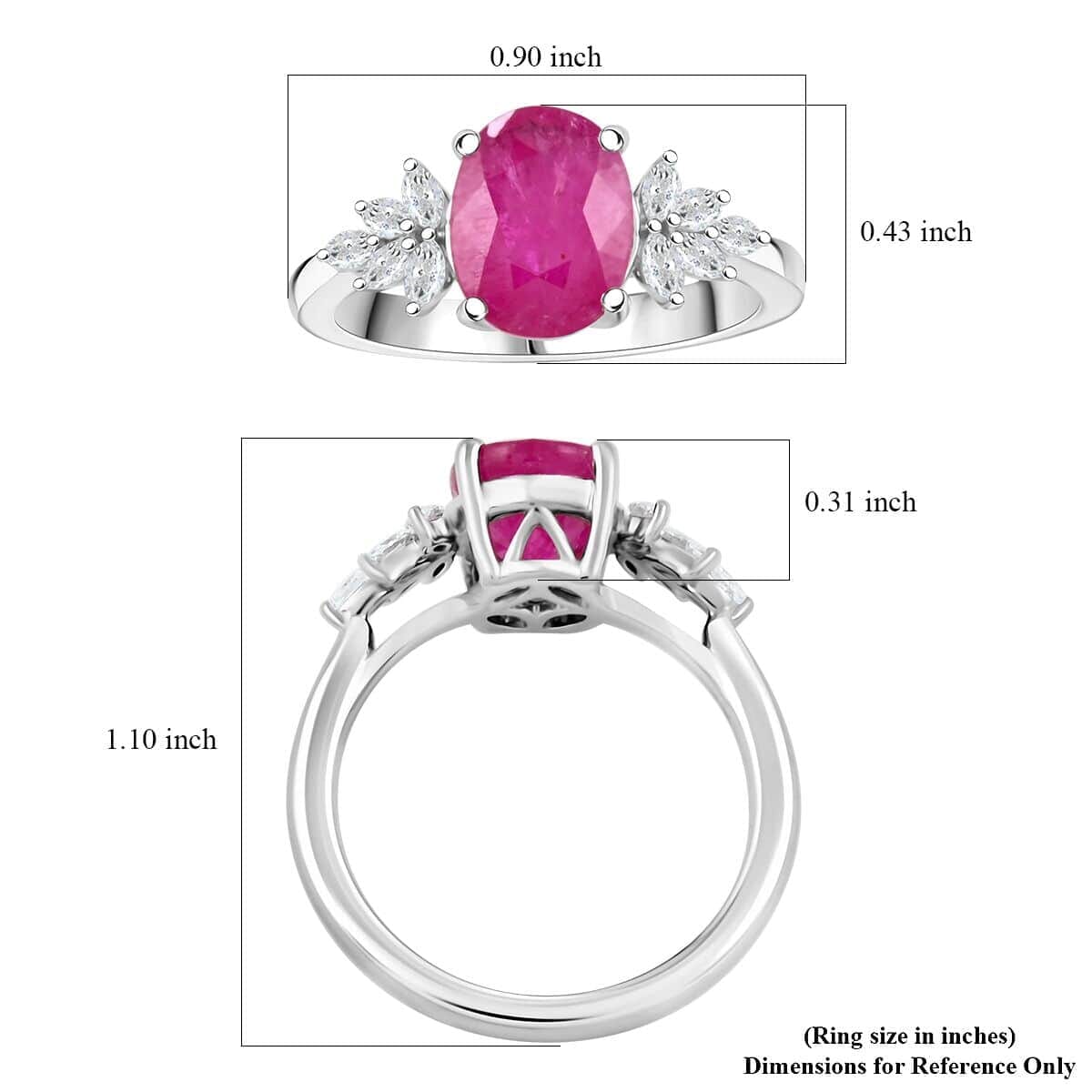 Certified & Appraised Rhapsody 950 Platinum AAAA Mozambique Ruby, Diamond (E-F, VS) (0.32 cts) Ring (Size 11.5) (5.80 g) 2.25 ctw image number 5