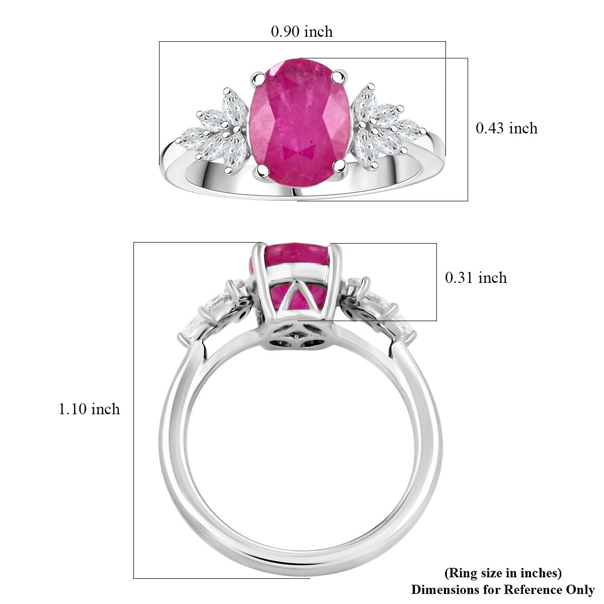 Certified & Appraised Rhapsody AAAA Mozambique Ruby and E-F VS Diamond 2.25 ctw Ring in 950 Platinum (Size 9.0) 5.80 Grams image number 5