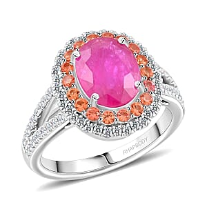 Doorbuster Certified & Appraised Rhapsody 950 Platinum AAAA Mozambique Ruby, Songea Sapphire, Diamond (E-F, VS) (0.3 cts) Ring (Size 5.5) (8 g) 2.50 ctw