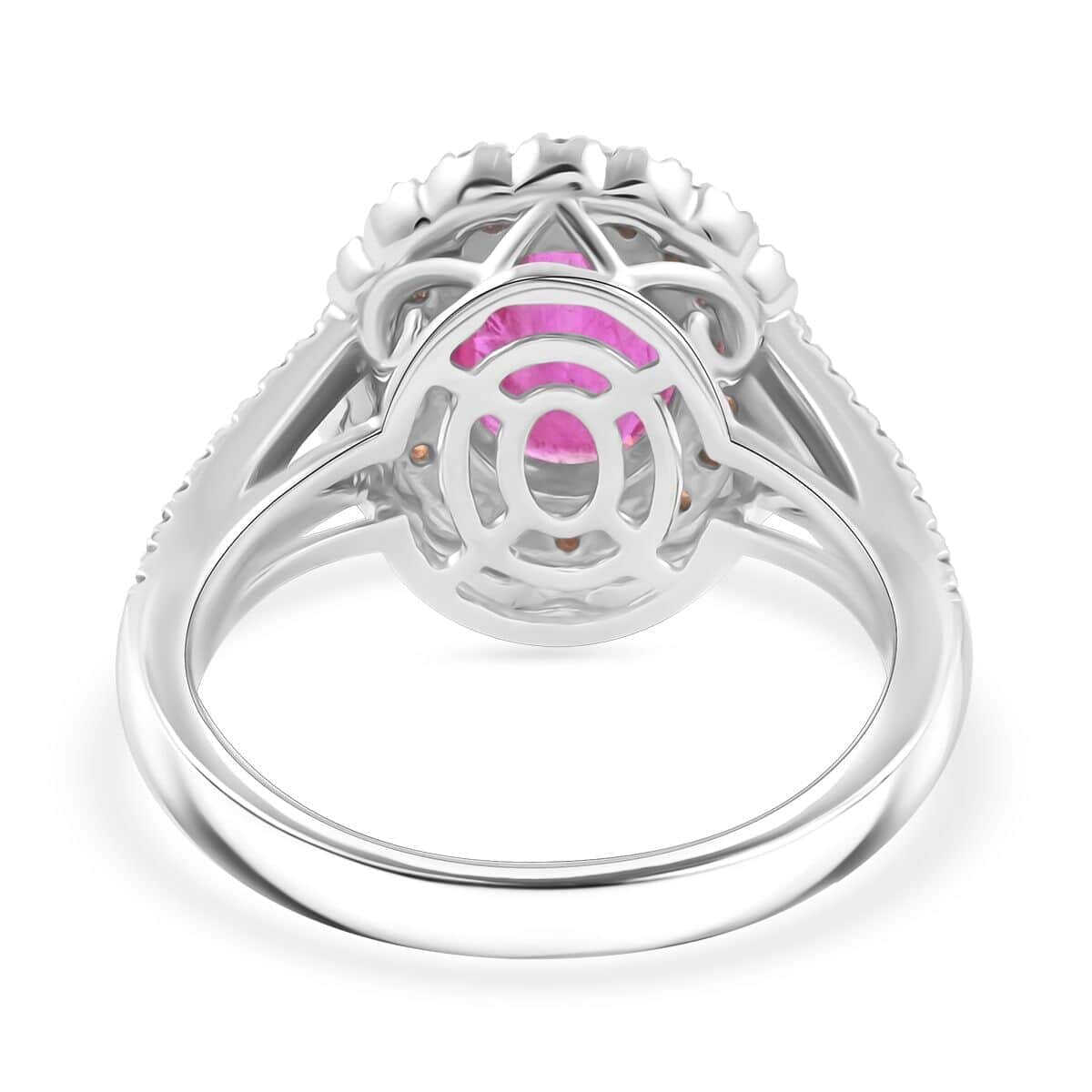 Doorbuster Certified & Appraised Rhapsody 950 Platinum AAAA Mozambique Ruby, Songea Sapphire, Diamond (E-F, VS) (0.3 cts) Ring (Size 5.5) (8 g) 2.50 ctw image number 3