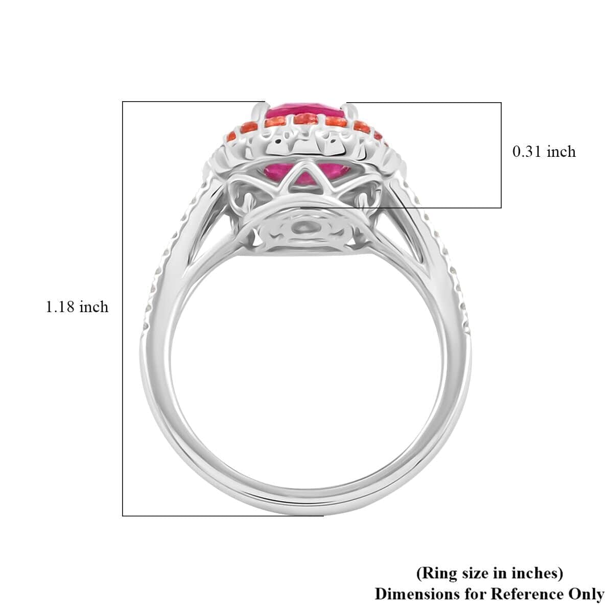 Doorbuster Certified & Appraised Rhapsody 950 Platinum AAAA Mozambique Ruby, Songea Sapphire, Diamond (E-F, VS) (0.3 cts) Ring (Size 5.5) (8 g) 2.50 ctw image number 4