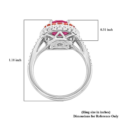Certified & Appraised Rhapsody AAAA Mozambique Ruby, Padparadscha Sapphire and E-F VS Diamond 2.40 ctw Ring in 950 Platinum (Size 7.0) 8 Grams