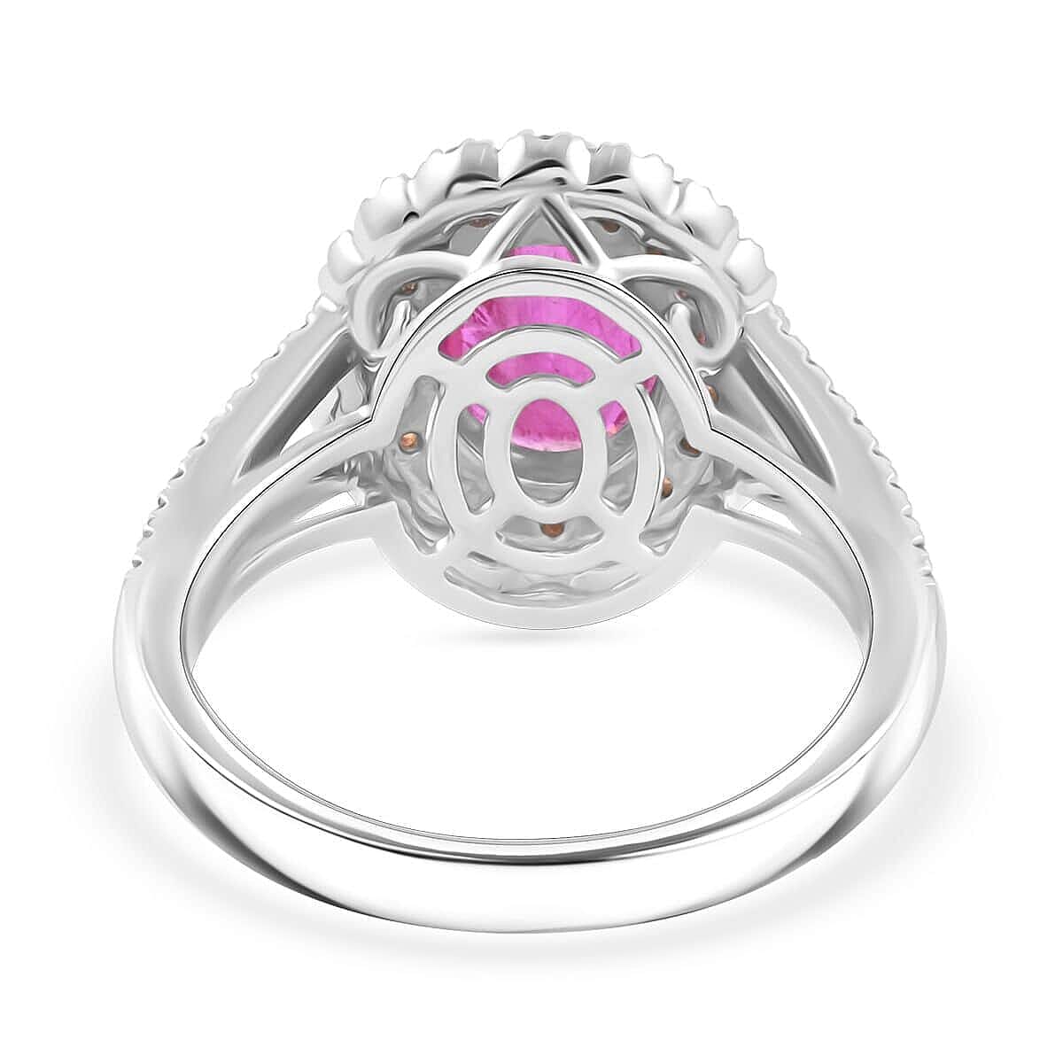 Doorbuster Certified & Appraised Rhapsody 950 Platinum AAAA Mozambique Ruby, Songea Sapphire, Diamond (E-F, VS) (0.3 cts) Ring (Size 7.5) (8 g) 2.50 ctw image number 3