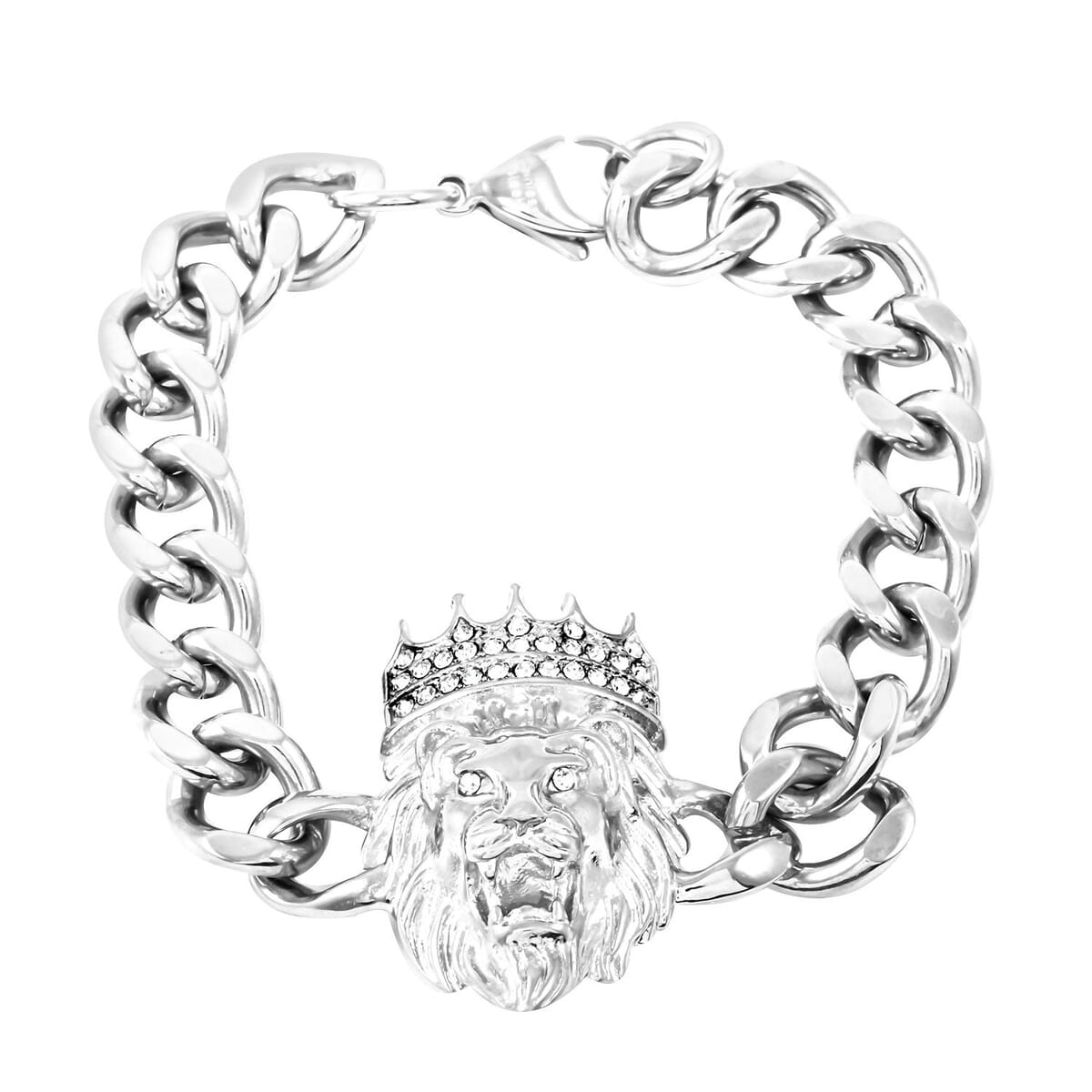 Austrian Crystal Lion Bracelet in Stainless Steel (8.50 In) image number 0